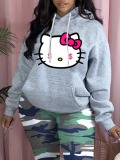 LW Cartoon Print Kangaroo Pocket Hoodie