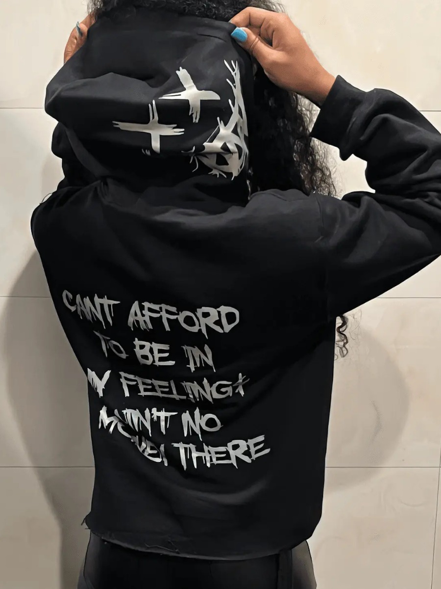 LW Plus Size Letter Print Kangaroo Pocket Hoodie