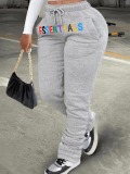 LW Plus Size Essentials Letter Print Drawstring Sweatpants