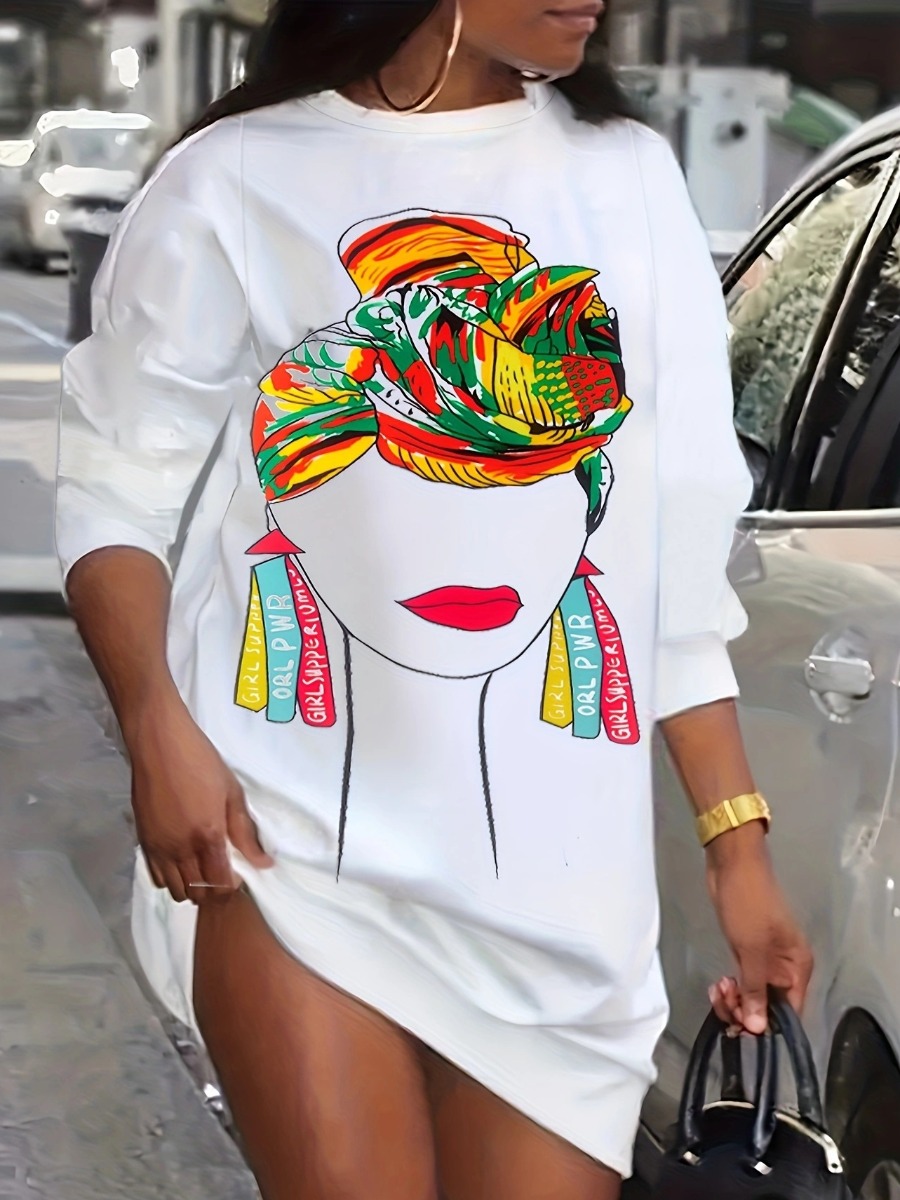 LW Africa Figure Print Sweat Dress