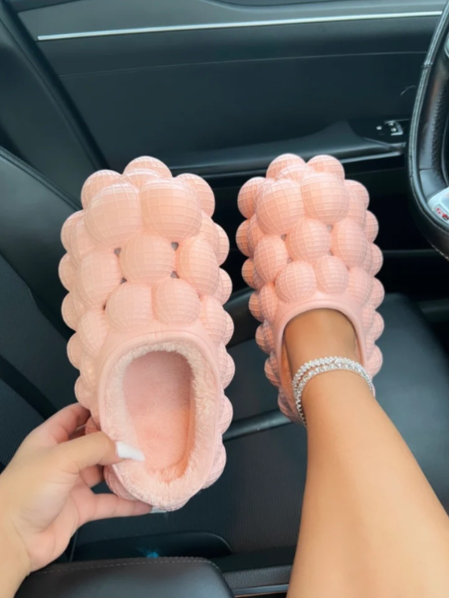 LW Peanut Decor Plush Bubble Slippers