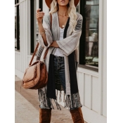 LW Striped Tassel Design Cardigan