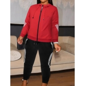 LW Plus Size Striped Drawstring Tracksuit Set