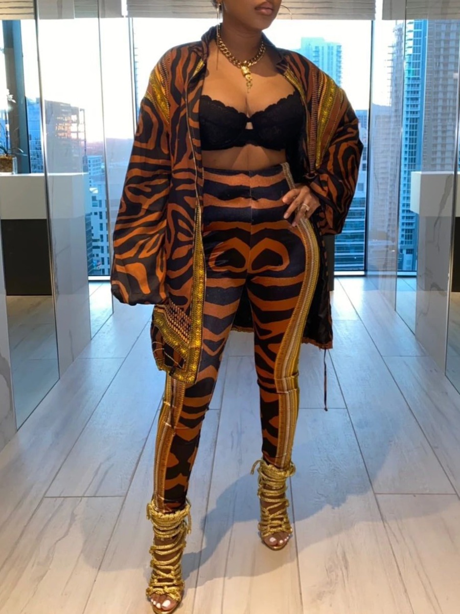 LW Striped High Waist Skinny Pants Set