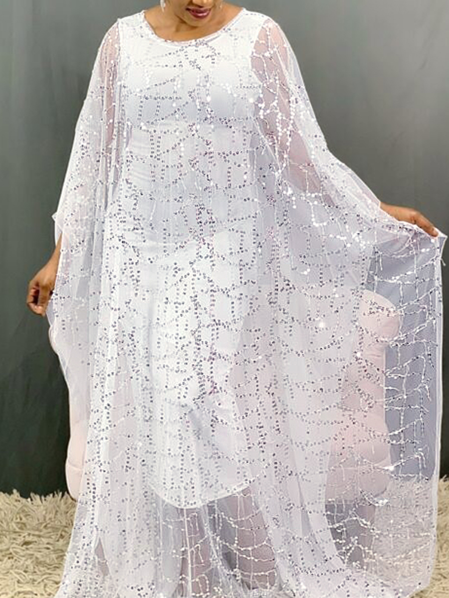 LW Plus Size Africa Sequined Loose Dress Set