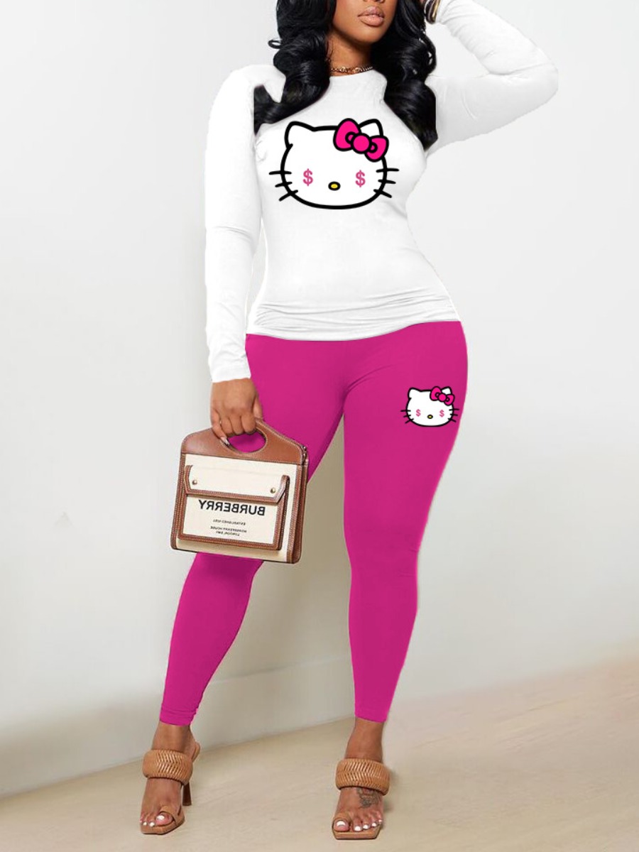 LW Plus Size Cartoon Print Skinny Pants Set