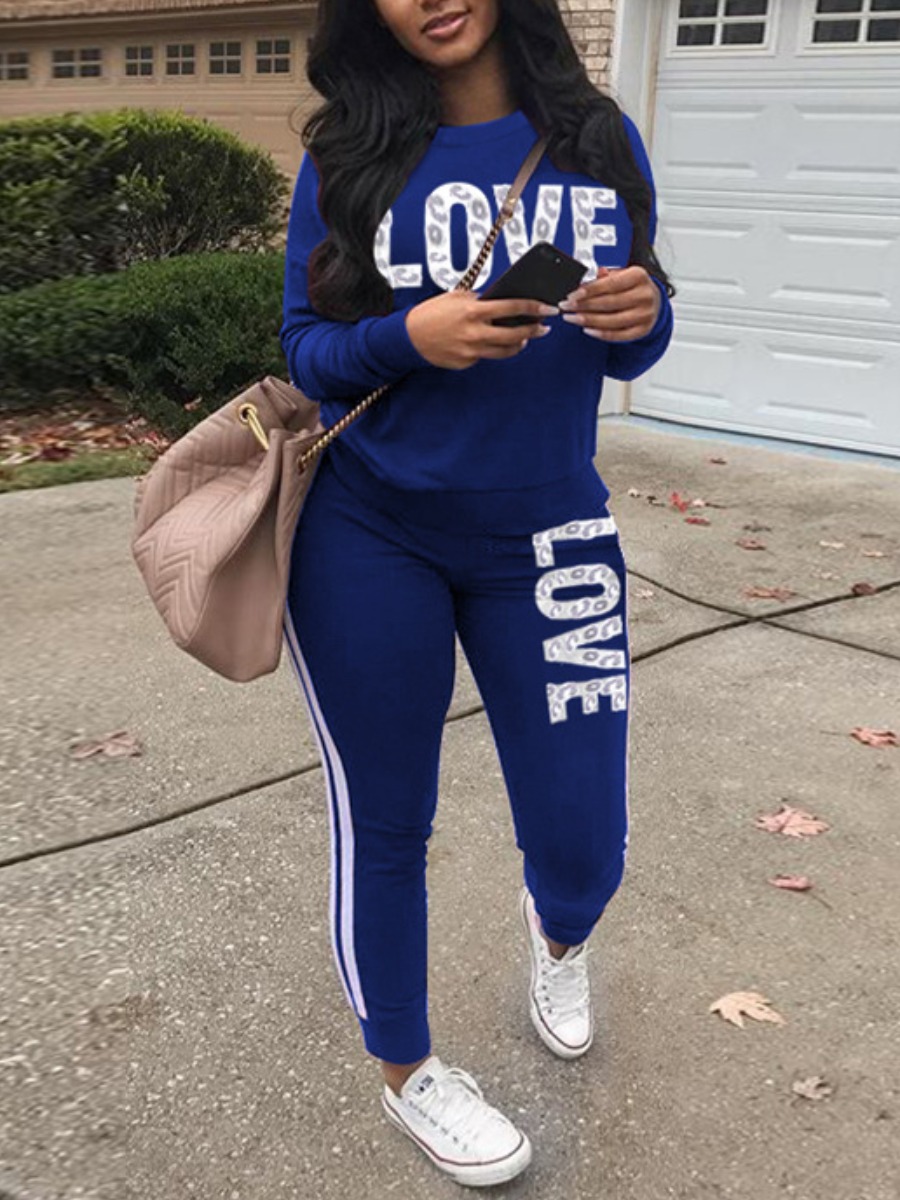 LW Love Letter Print Striped Pants Set