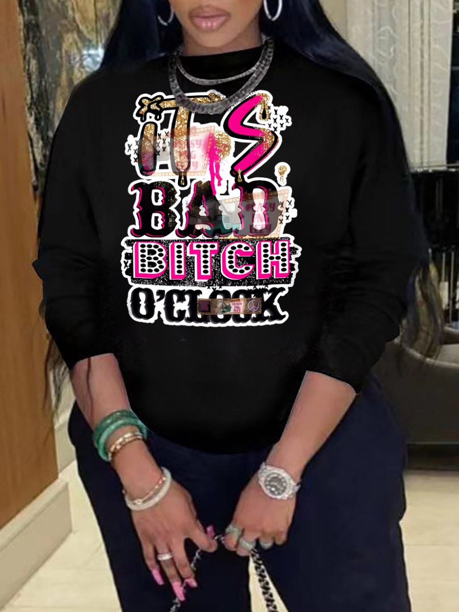 LW Plus Size Dot Letter Print Sweatshirt