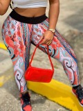 LW Mid Waist Tribal Print Skinny Leggings