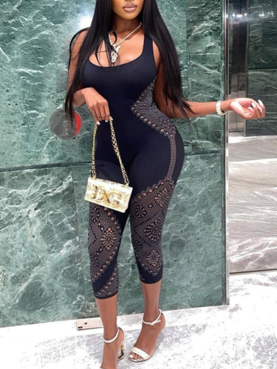 LovelyWholesale SXY See Through Cami Skinny Jumpsuit Spring|Summer Sleeveless Sxy Cut Out U Neck Spring Summer 2024