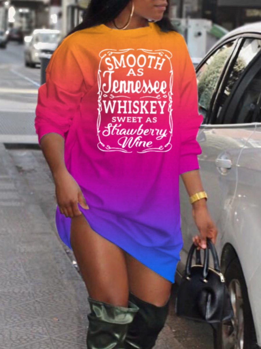 LW Plus Size Gradient Letter Print Sweat Dress