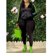 LW Plus Size Hooded Collar Patchwork Tracksuit Set