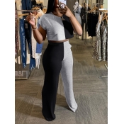LW None Color Block Two-piece Pants Set