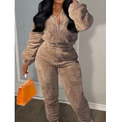 LW BASICS Zipper Design Regular Fit Teddy Pants Se