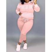 LW Plus Size Kangaroo Pocket Drawstring Tracksuit 