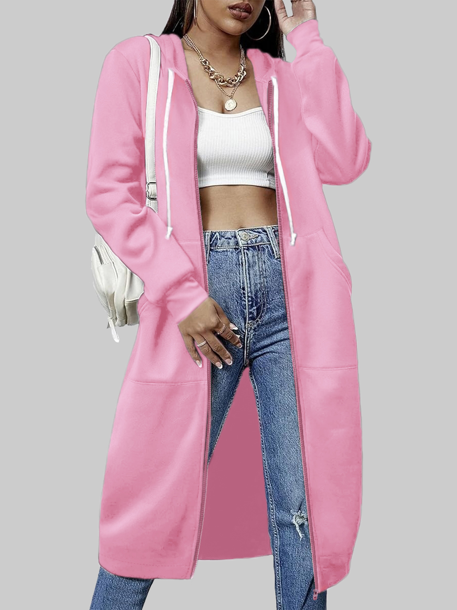LW Plus Size Hooded Collar Drawstring Teddy Coat