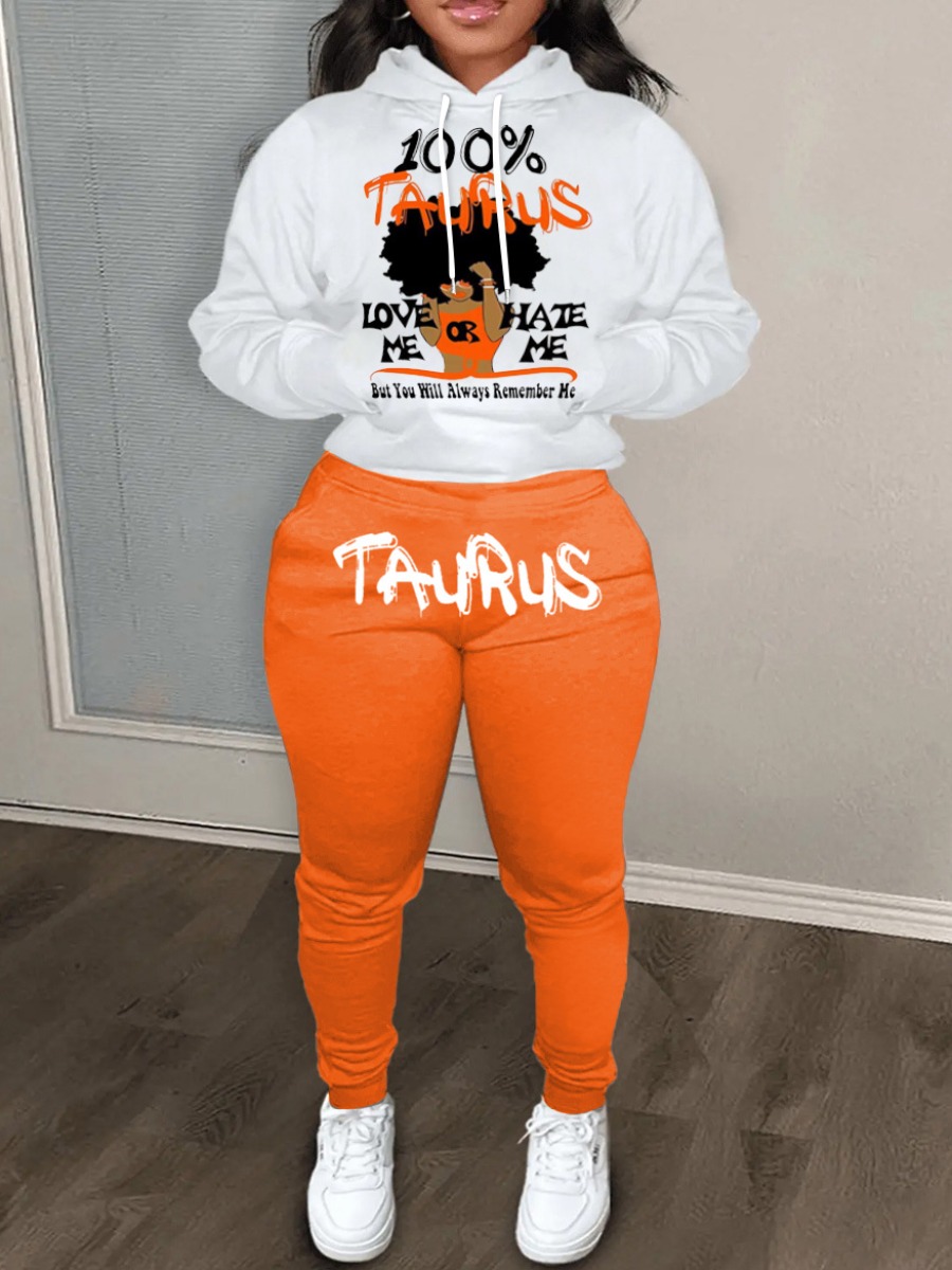 LovelyWholesale Plus Size Figure Letter Print Kangaroo Pocket Tracksuit Set Fall Long Sleeve Casual Pocket Design Hooded Collar  Spring Summer 2024