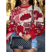 LW Christmas Cartoon Letter Print Sweatshirt