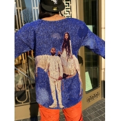 LW Plus Size Round Neck Figure Print Sweatshirt