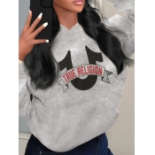 LW Plus Size Letter Print Patchwork Sweatshirt