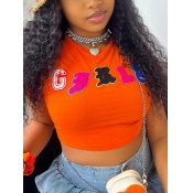 LW Crop Top Letter Decor T-shirt