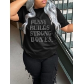 LW Plus Size Rhinestone Letter Decor T-shirt