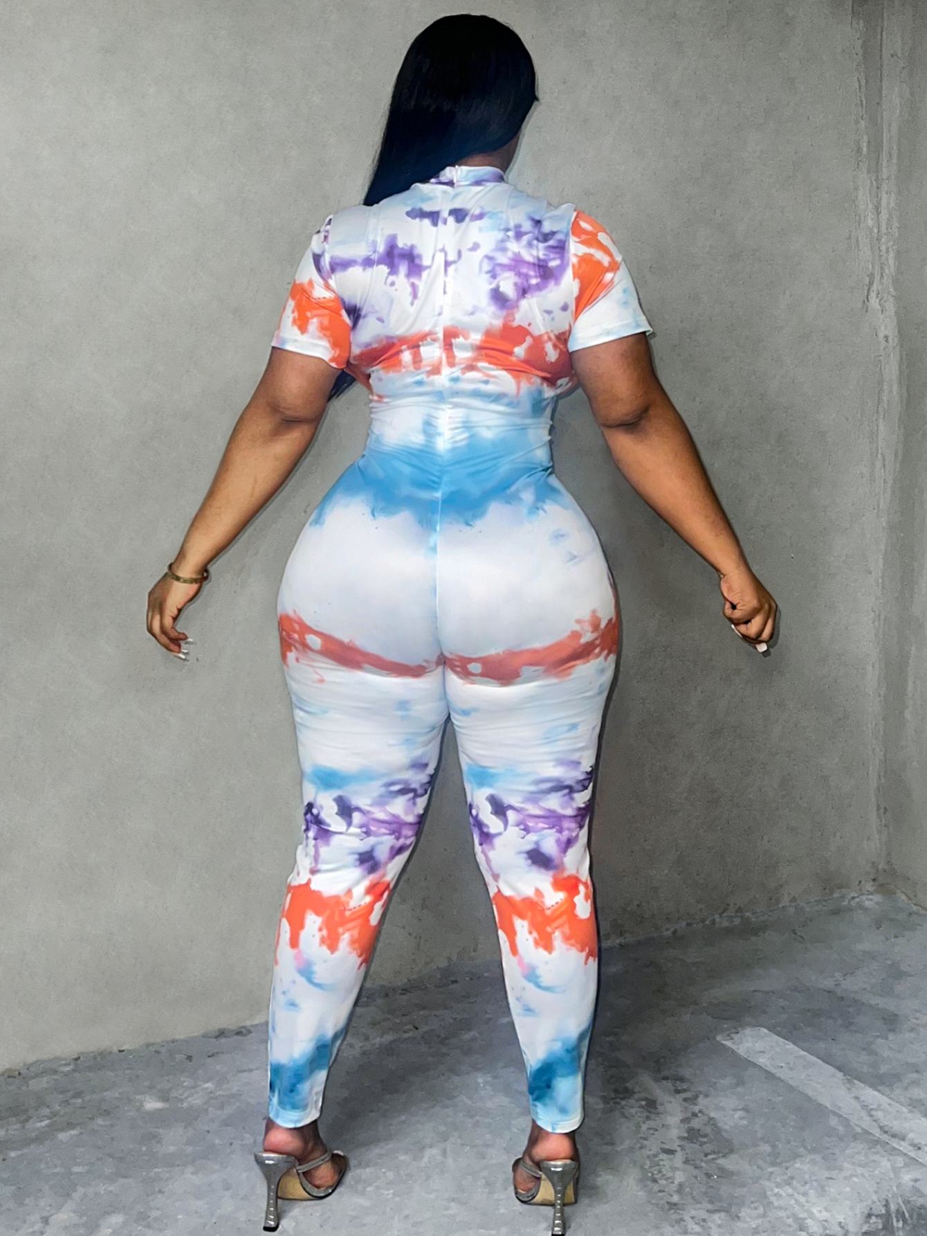 LW Plus Size Teddy Bear Print Tie Dye Jumpsuit 3X