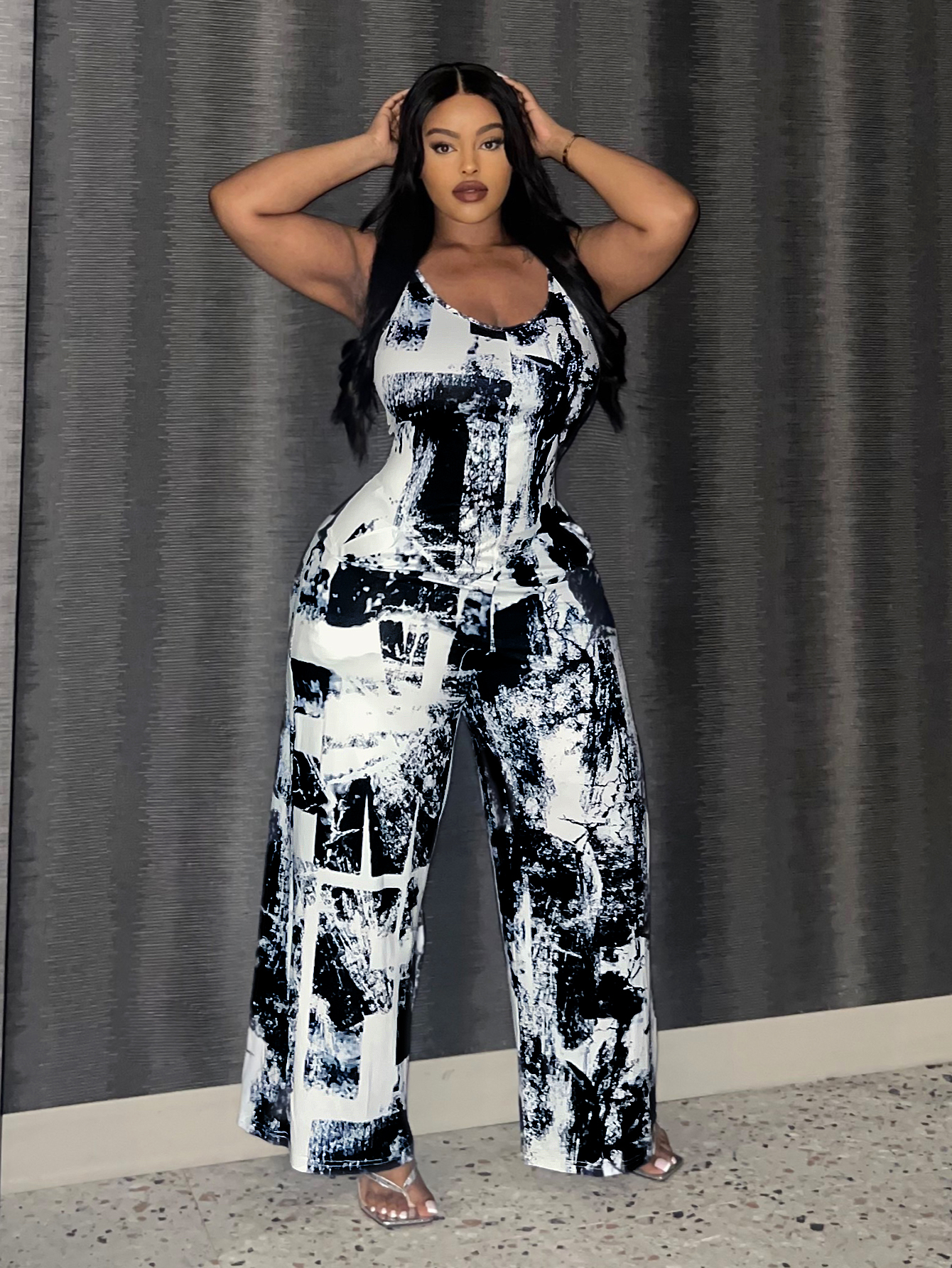 LW Plus Size Tie Dye Wide Leg Cami Jumpsuit 2X