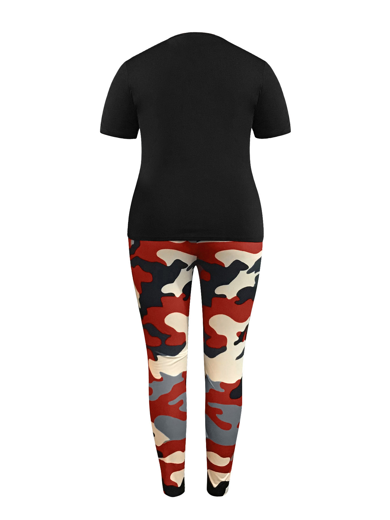 LW BASICS Plus Size Camo Queen Letter Print Pants Set 3X