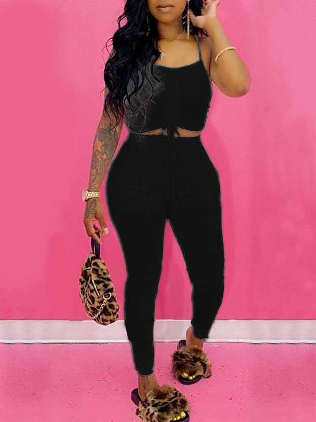 LW Cami Ruched Drawstring Pants Set