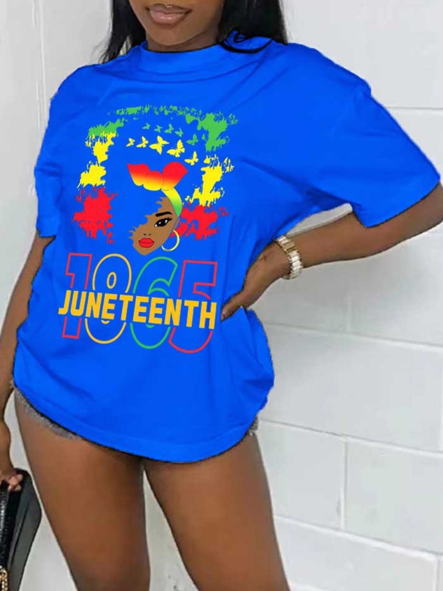 LovelyWholesale Plus Size Figure Butterfly Letter Print T-shirt Summer Short Sleeve Casual Pattern Round Neck  5X Spring Summer 2024