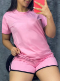 LW BASICS Round Neck Regular Fit Sporty Shorts Set
