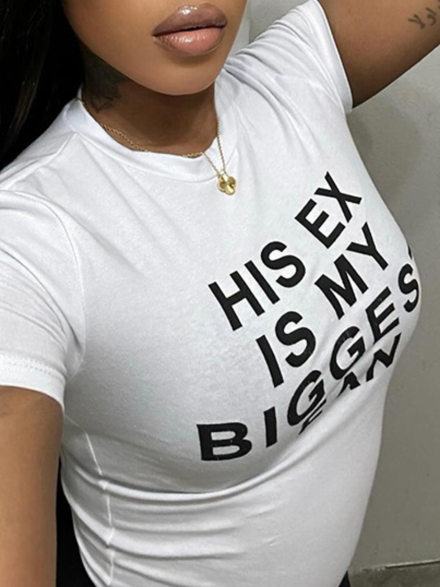 LW Plus Size Letter Print Skinny T-shirt