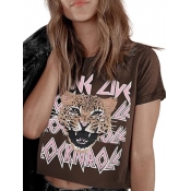LW Cut Out Mixed Print T-shirt