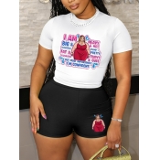 LW Plus Size Figure Letter Print Shorts Set