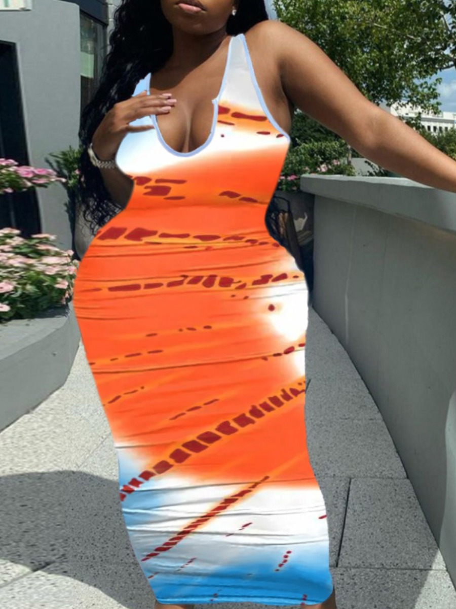LW Plus Size Tie Dye Bodycon Cami Dress