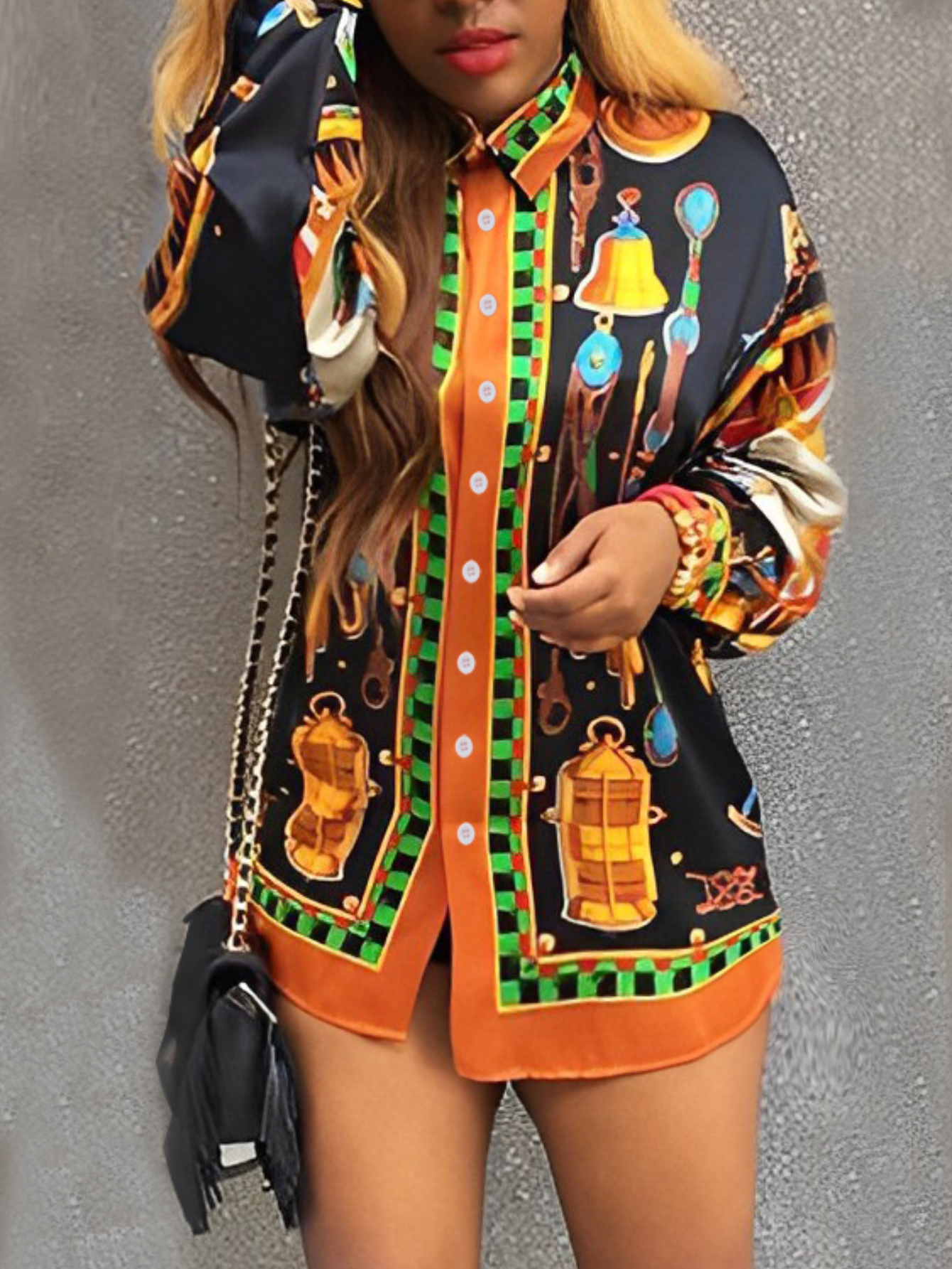 LW Plus Size Casual Print Multicolor Mini Dress