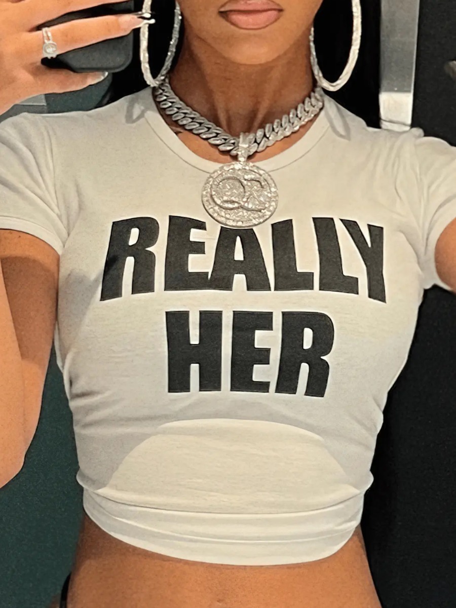 LW Letter Print Skinny T-shirt
