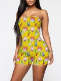 LW Off The Shoulder Cartoon Star Print Romper