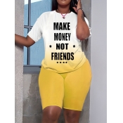 LW Plus Size Gradient Star Letter Print Shorts Set