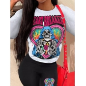 LW Skull Head Letter Print Shorts Set