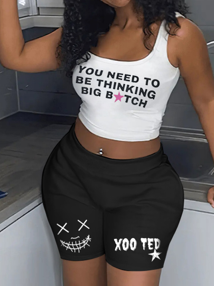LW Star Letter Print Shorts Set