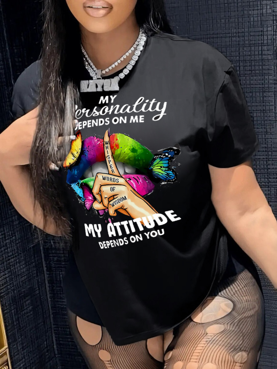 LW Butterfly Letter Lip Print T-shirt