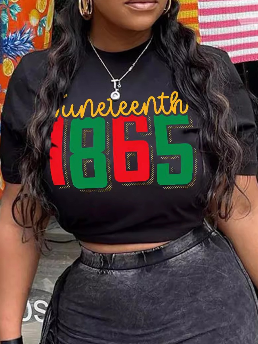 LW Juneteenth Letter Print T-shirt