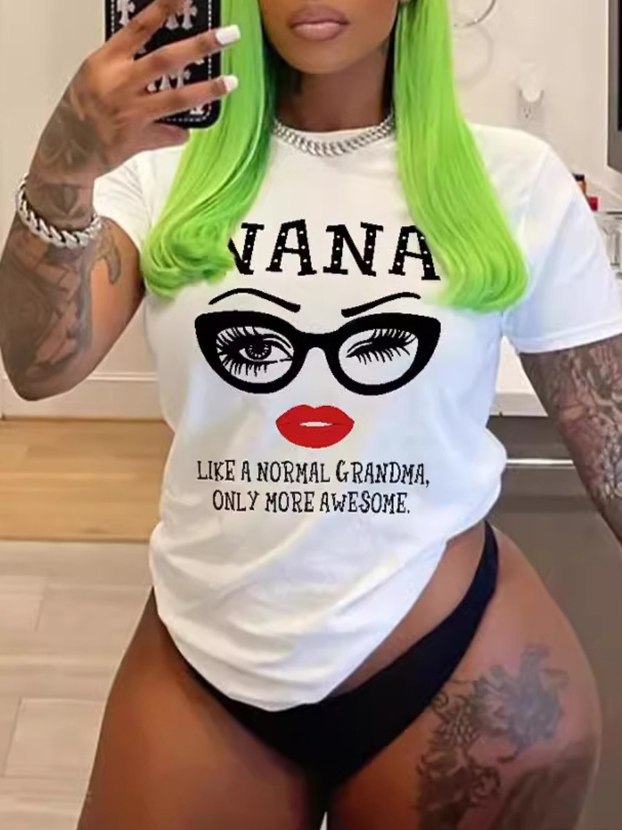 LW Eye Lip Letter Print T-shirt
