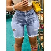 LW Ripped Raw Edge Micro Elasticity Denim Shorts