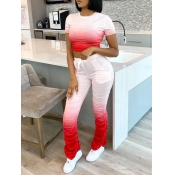 LW Casual Gradual Change Rose Red Two-piece Pants 