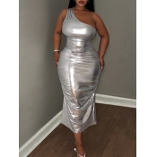 LW BASICS Plus Size One Shoulder Ruched Bodycon Dr
