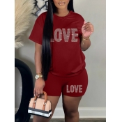 LW Plus Size Rhinestone Love Letter Print Shorts S