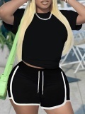 LW BASICS Round Neck Regular Fit Sporty Shorts Set